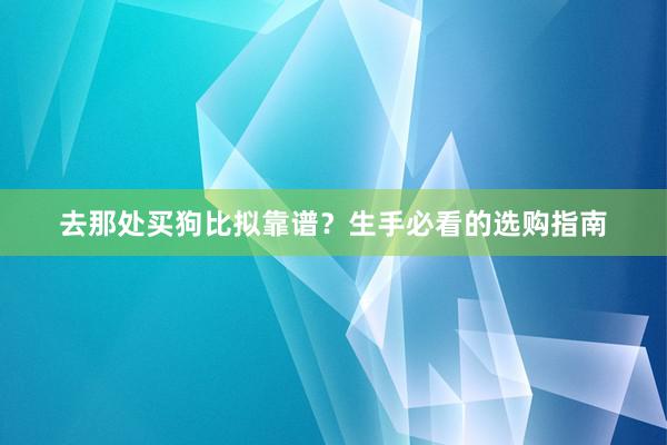 去那处买狗比拟靠谱？生手必看的选购指南