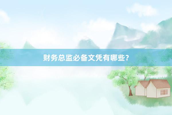 财务总监必备文凭有哪些？